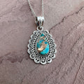 Vintage Turquoise Filigree Pendant Necklace