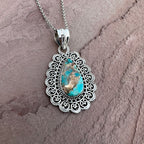 Vintage Turquoise Filigree Pendant Necklace