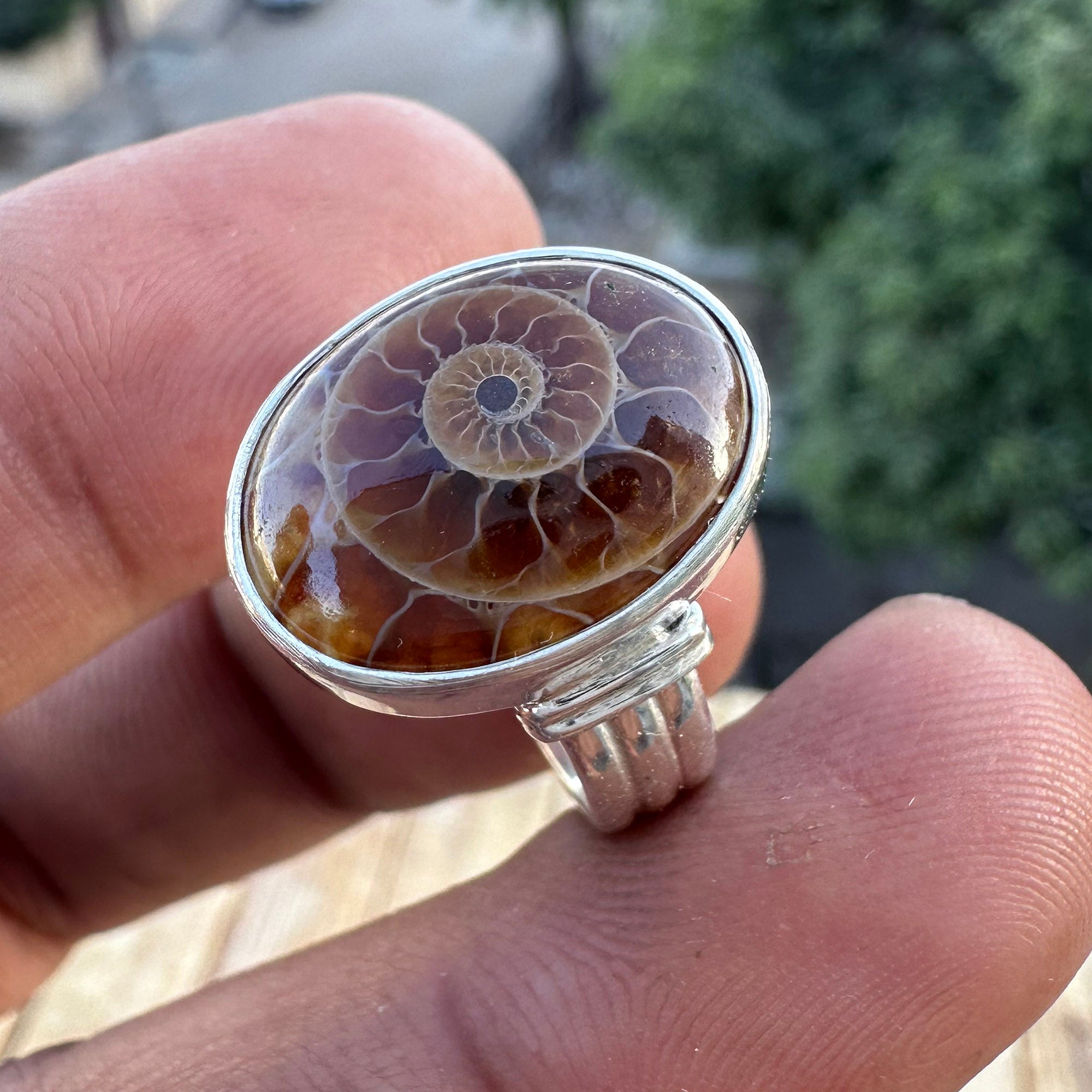 Spiral of Amber Ring| Handcrafted 925 Silver