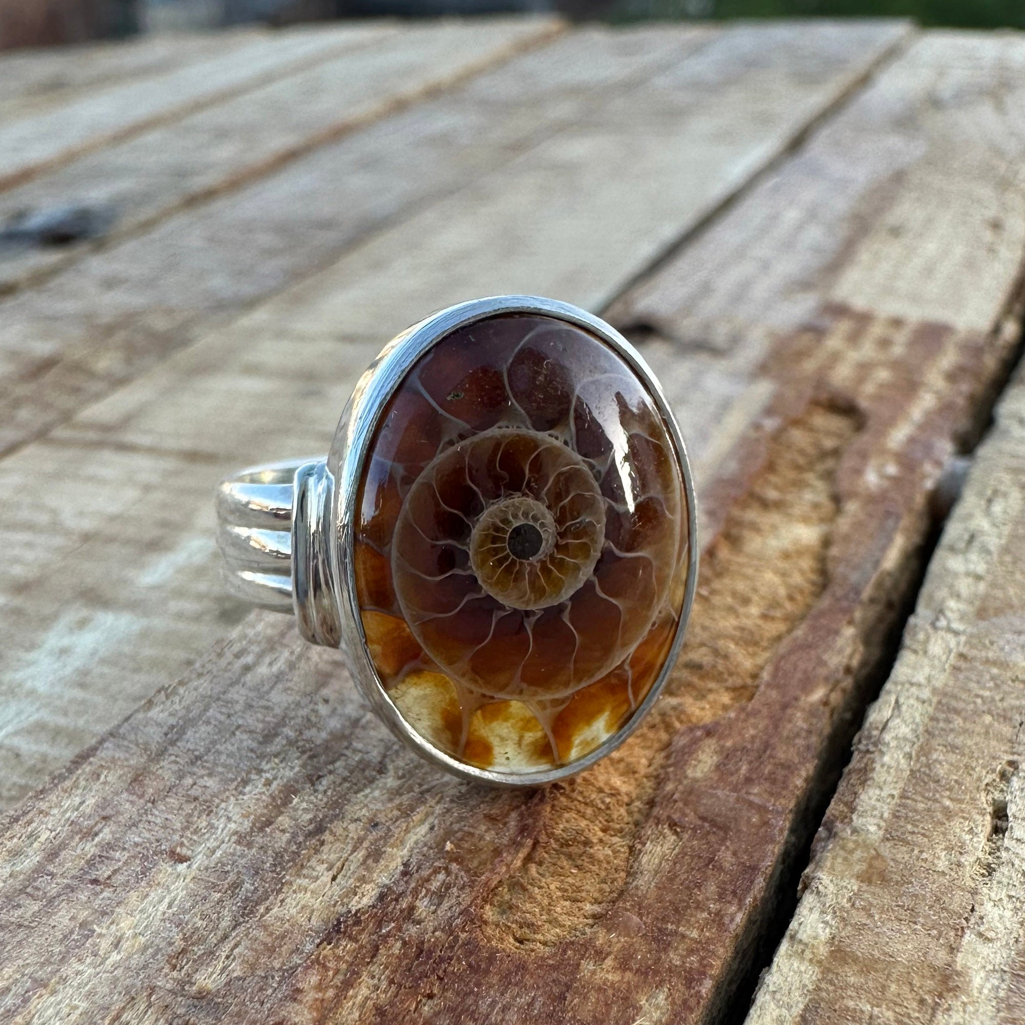 Spiral of Amber Ring| Handcrafted 925 Silver