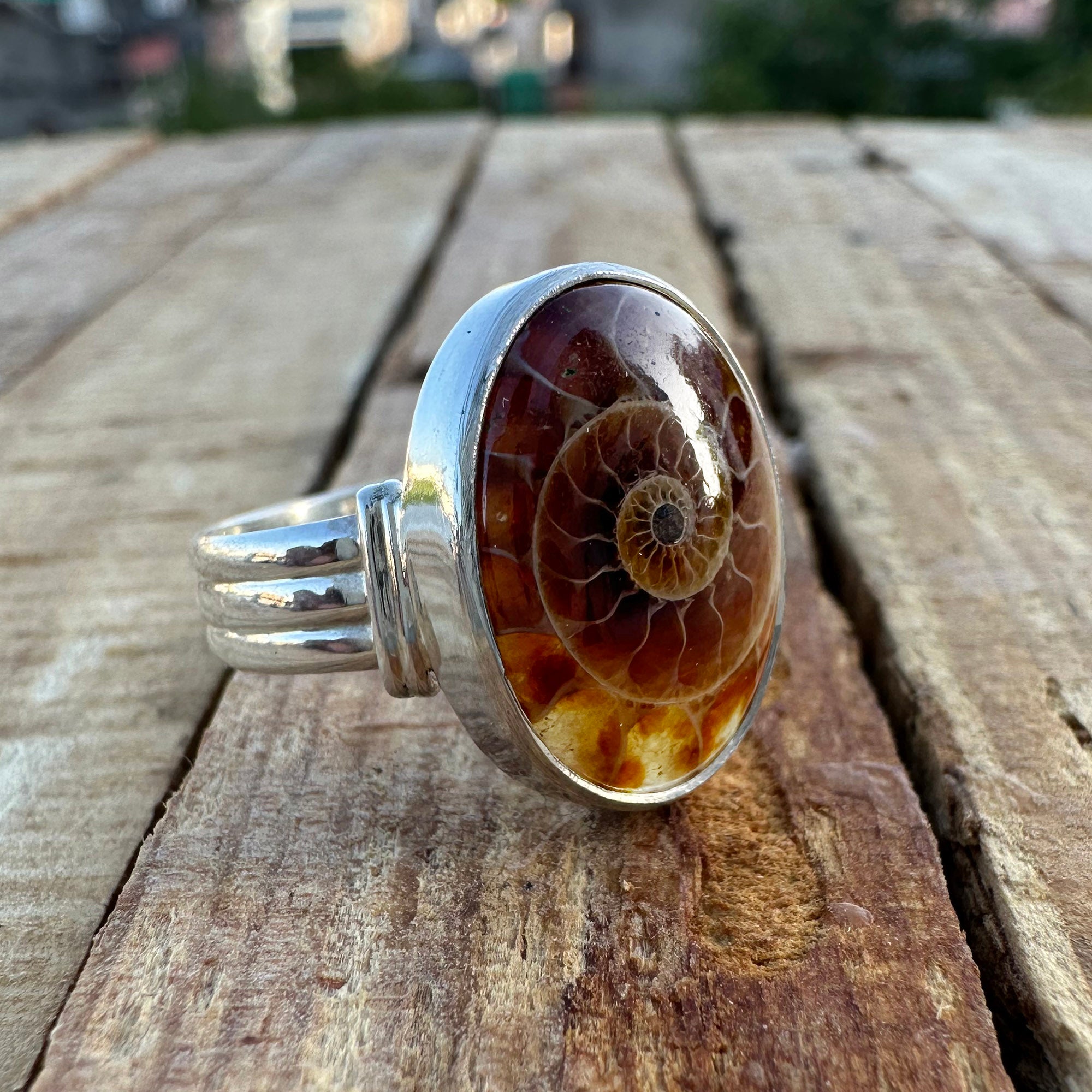 Spiral of Amber Ring| Handcrafted 925 Silver