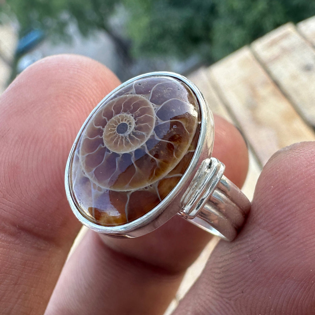 Spiral of Amber Ring| Handcrafted 925 Silver