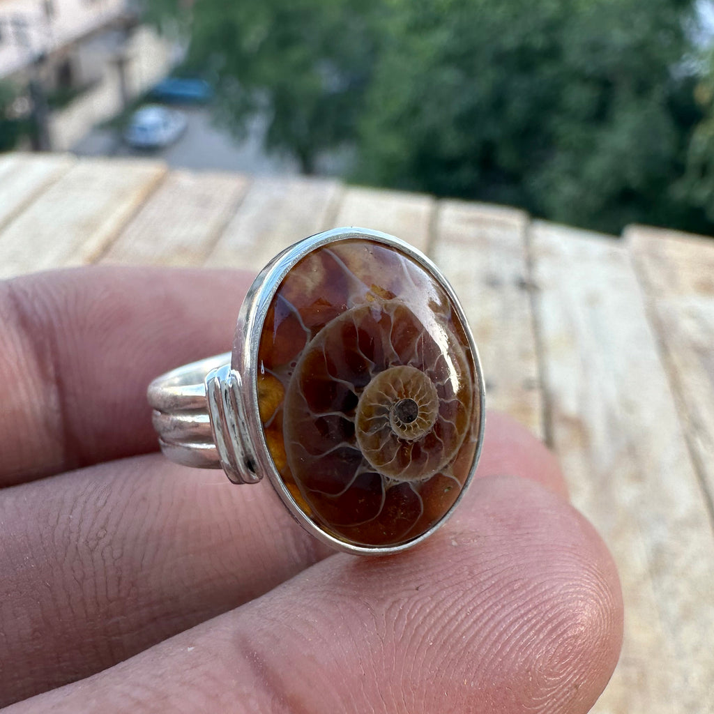 Spiral of Amber Ring| Handcrafted 925 Silver