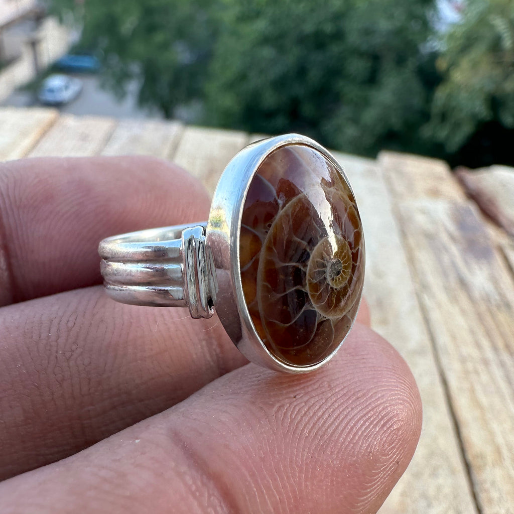 Spiral of Amber Ring| Handcrafted 925 Silver