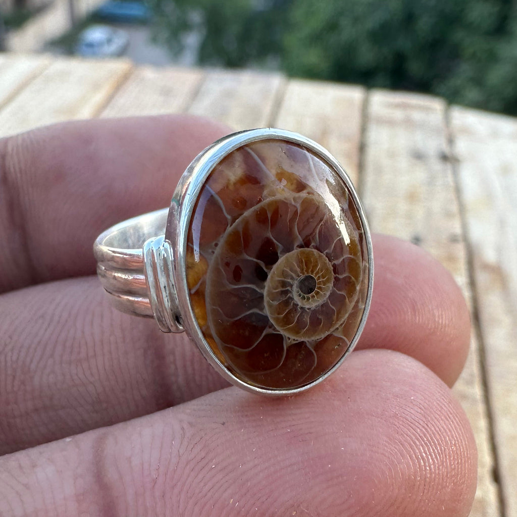Spiral of Amber Ring| Handcrafted 925 Silver
