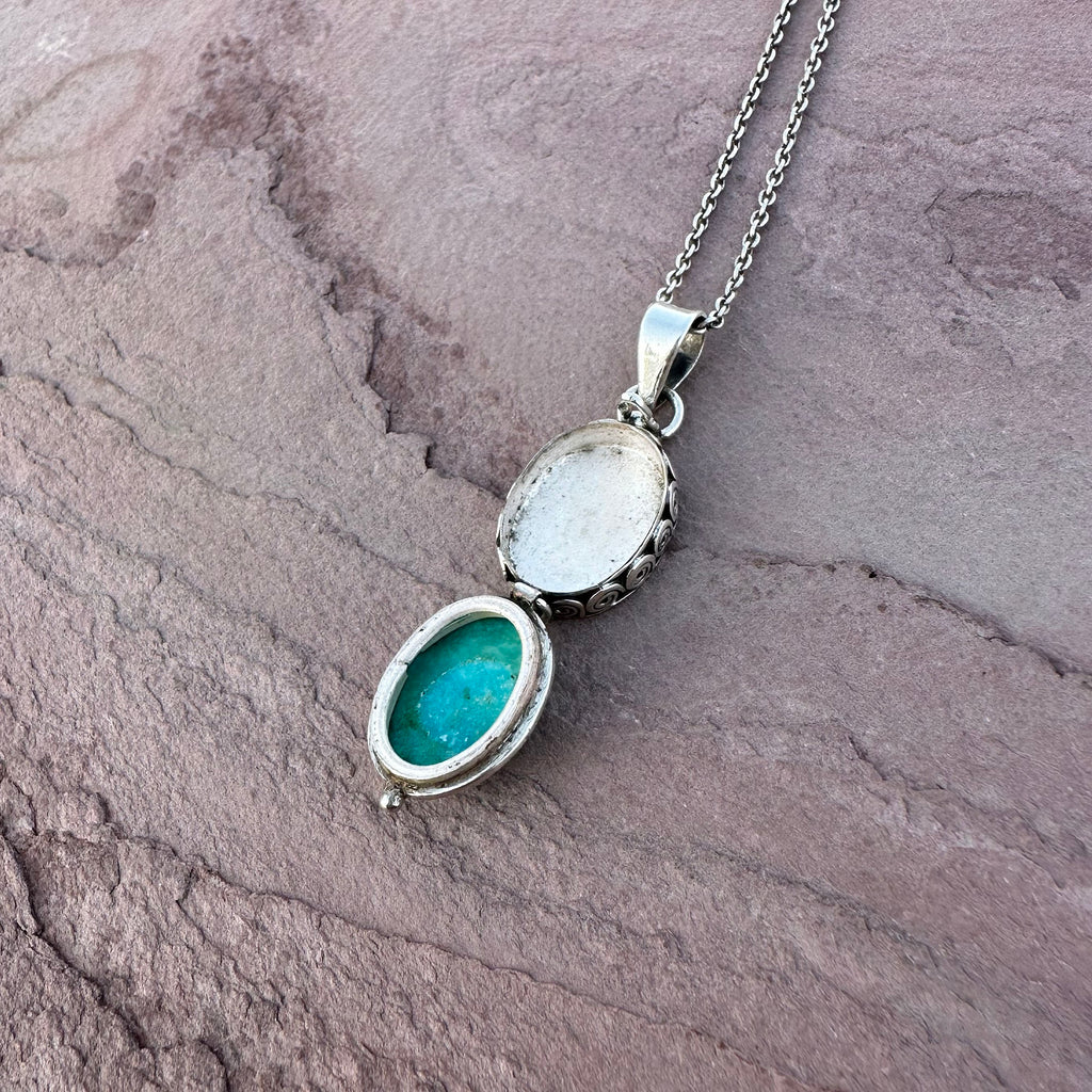 Artisan Turquoise Oval Pendant in Swirl Silver Setting