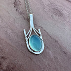 Aqua Chalcedony Structural Pendant Necklace