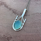 Aqua Chalcedony Structural Pendant Necklace