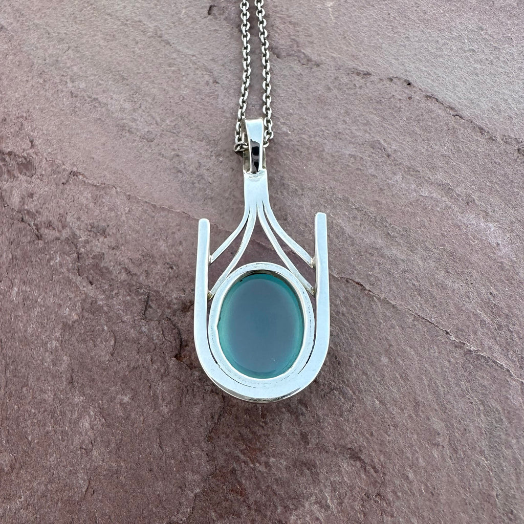 Aqua Chalcedony Structural Pendant Necklace