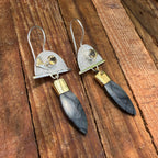 Geometric Two-Tone Citrine and Stone Drop Earrings
