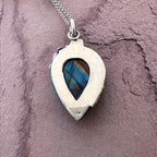Vintage Royal Labradorite Pendant Necklace in 925 Sterling Silver Jewelry- Organic Vine Wrap Crystal Design