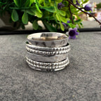 Silver Spinner Ring for Women & Men | Adjustable Multi-Band Anxiety Ring