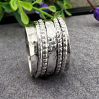 Silver Spinner Ring for Women & Men | Adjustable Multi-Band Anxiety Ring