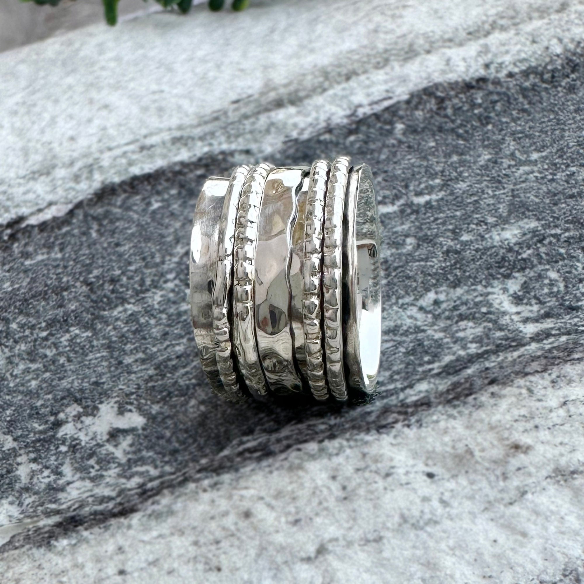Silver Spinner Ring for Women & Men | Adjustable Multi-Band Anxiety Ring