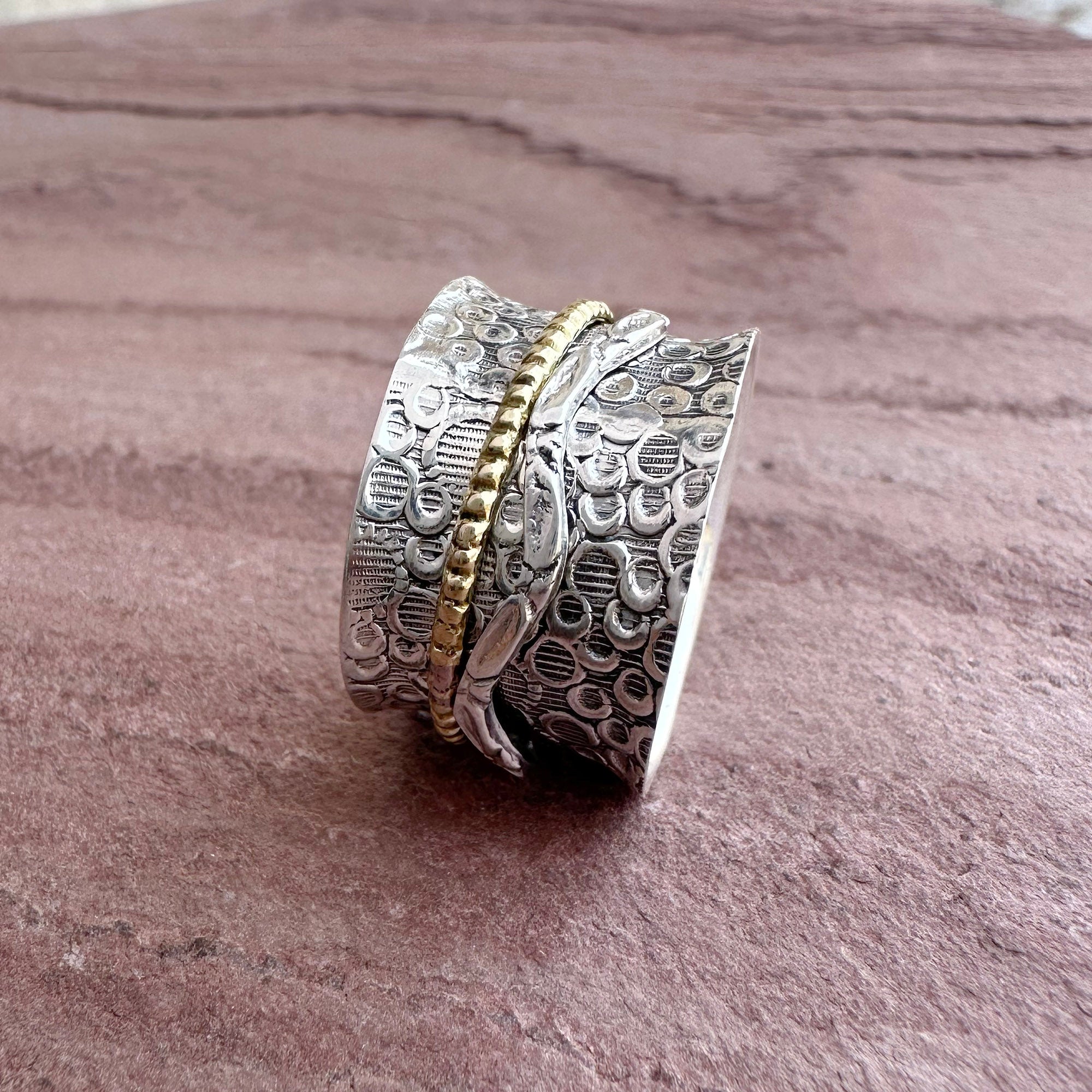 Boho 925 Sterling Silver Spinner Textured Ring – Beach & Travel Jewelry