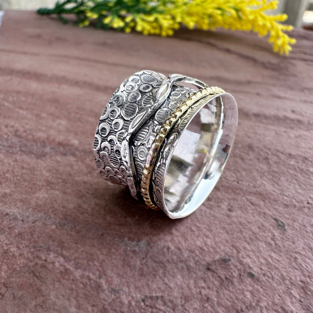 Boho 925 Sterling Silver Spinner Textured Ring – Beach & Travel Jewelry