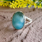 Authentic Larimar Oval Ring – Handcrafted 925 Sterling Silver