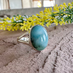 Authentic Larimar Oval Ring – Handcrafted 925 Sterling Silver