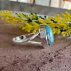 Authentic Larimar Oval Ring – Handcrafted 925 Sterling Silver