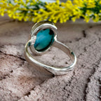 Oval Larimar Statement Ring – Solid Sterling Silver Solitaire – Bold Caribbean Blue Gemstone Jewelry