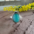 Larimar Crown Ring with Triple Silver Bead Accent – 925 Silver
