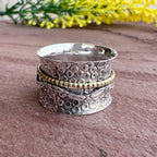 Boho 925 Sterling Silver Spinner Textured Ring – Beach & Travel Jewelry