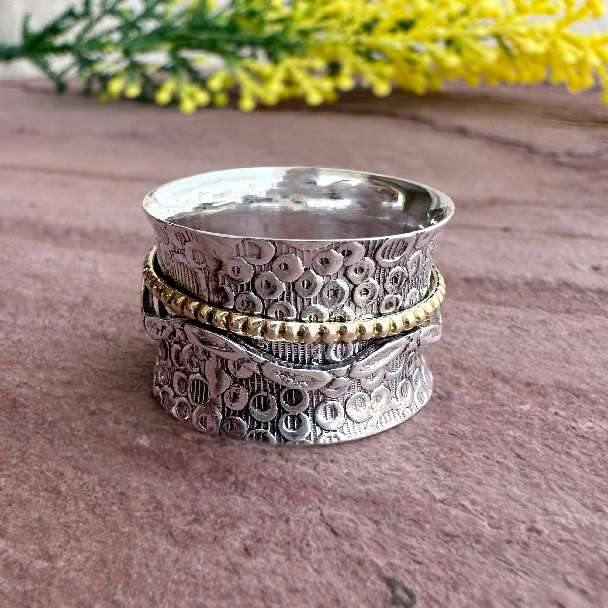 Boho 925 Sterling Silver Spinner Textured Ring – Beach & Travel Jewelry